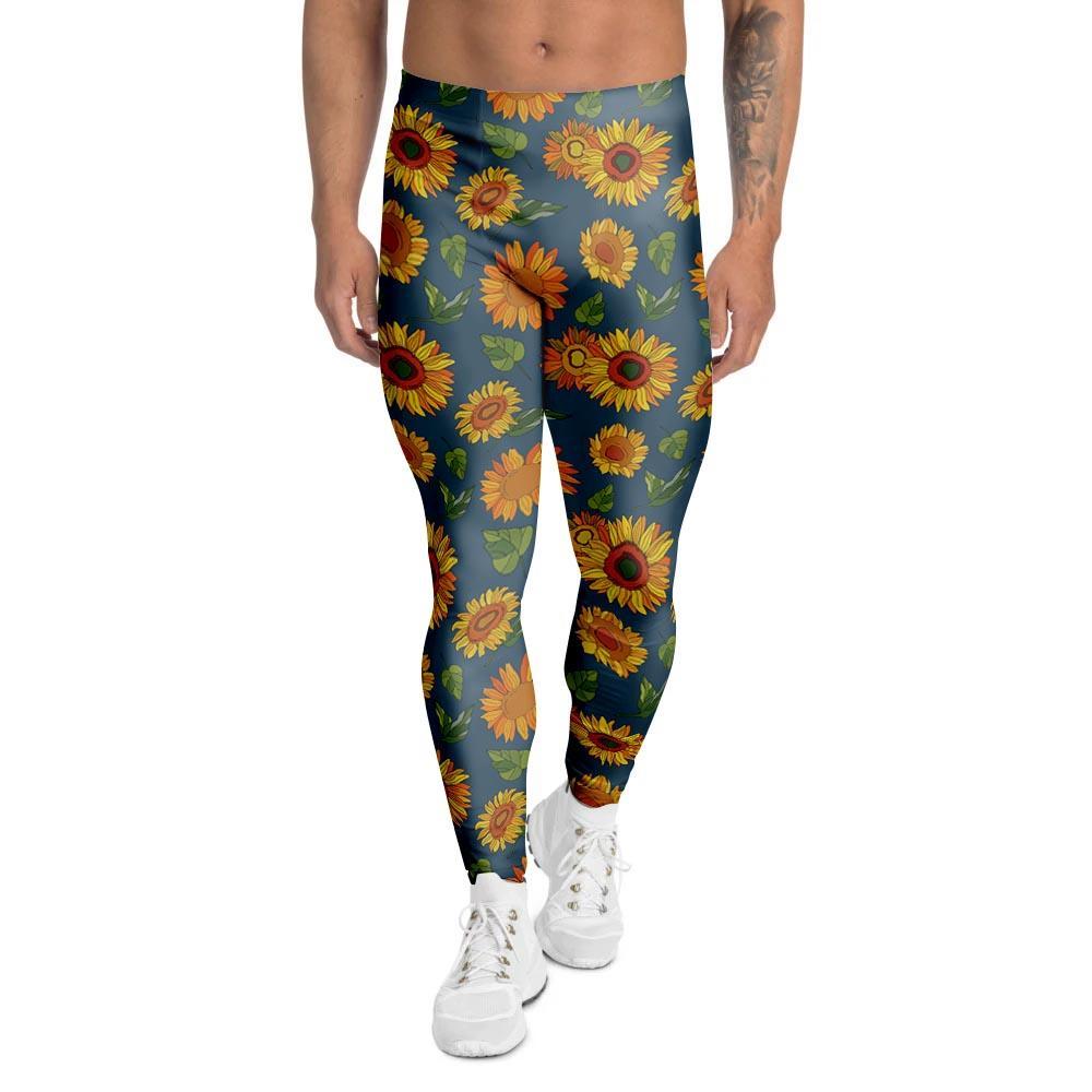 Sunflower Print Men's Leggings-grizzshop