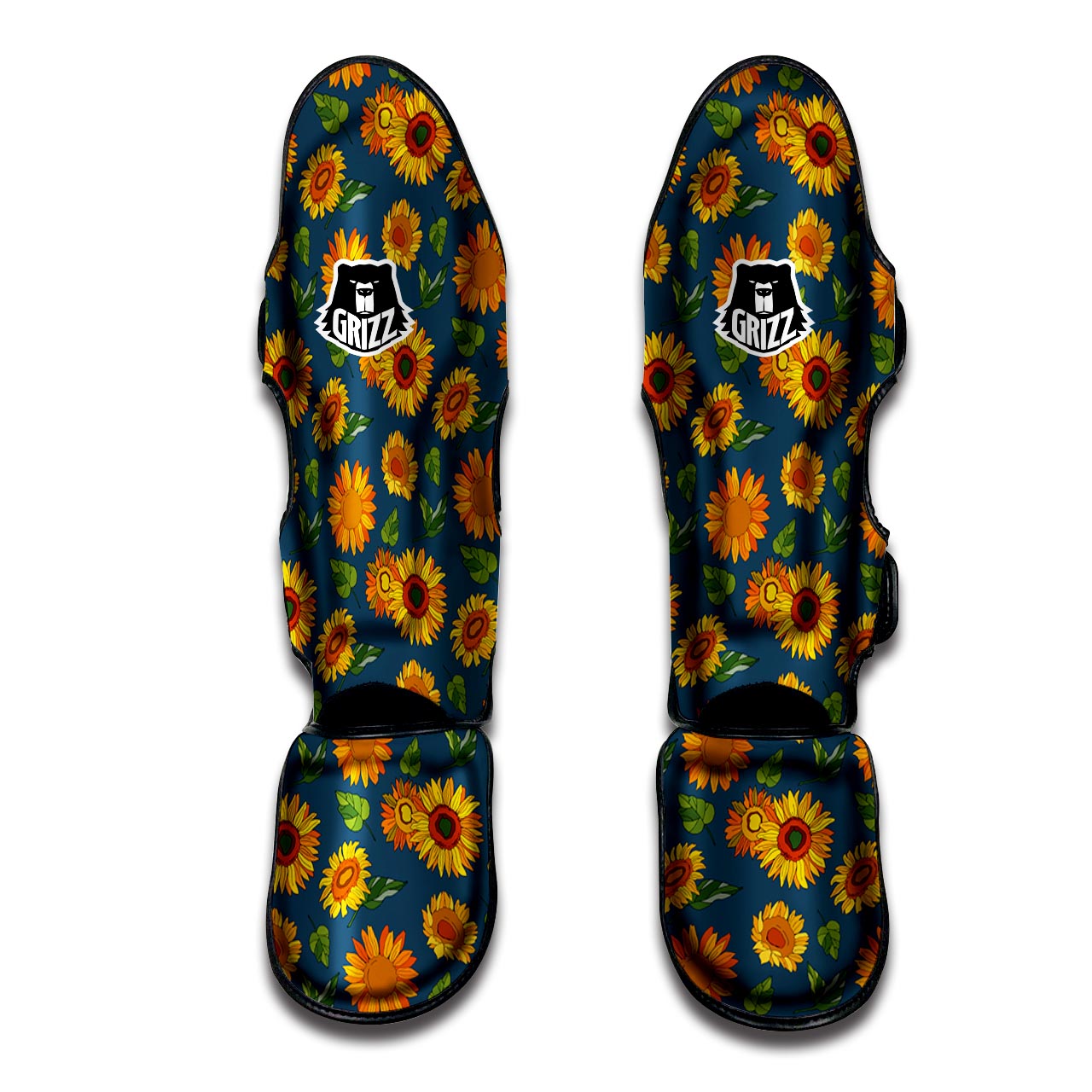 Sunflower Print Muay Thai Shin Guard-grizzshop