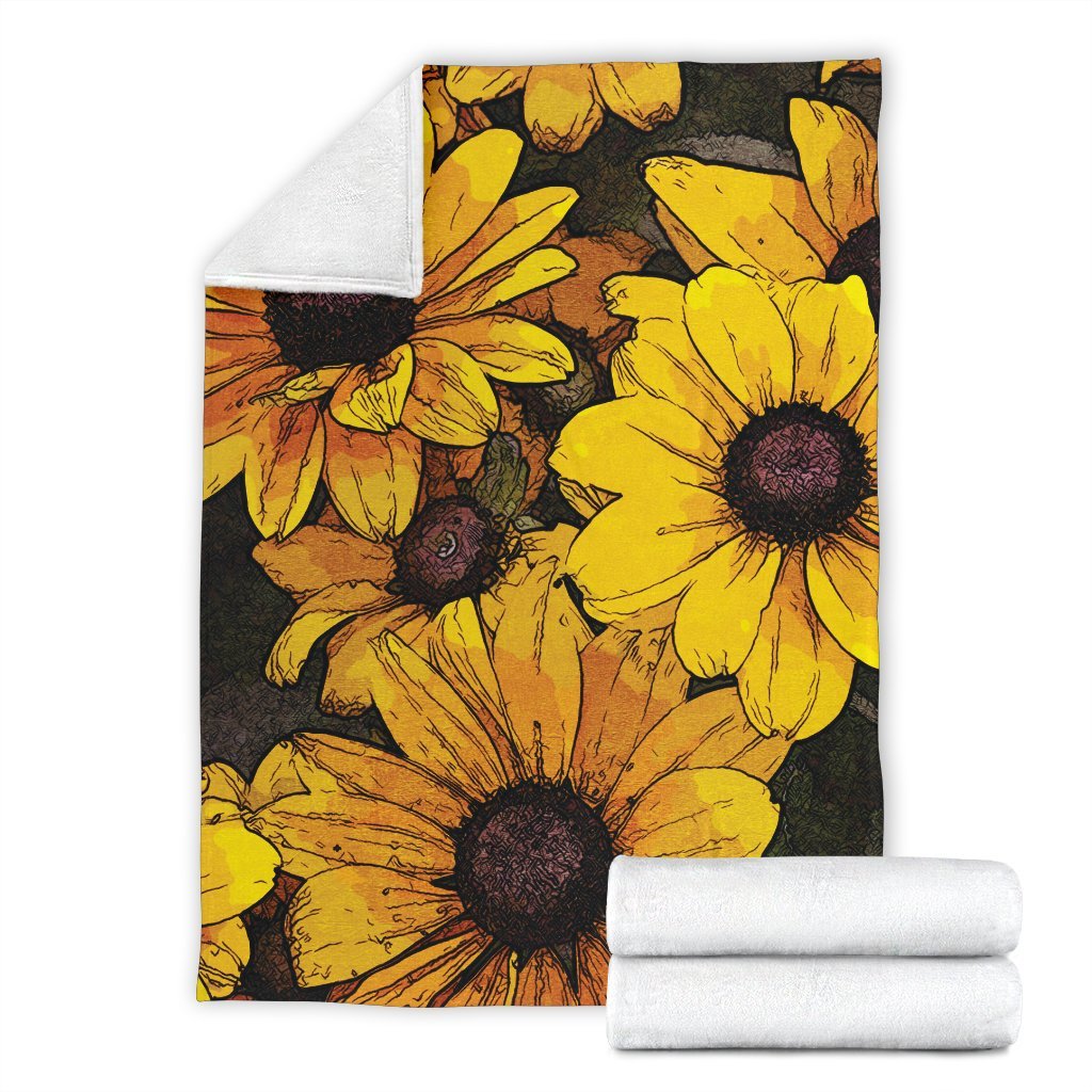 Sunflower Print Pattern Blanket-grizzshop