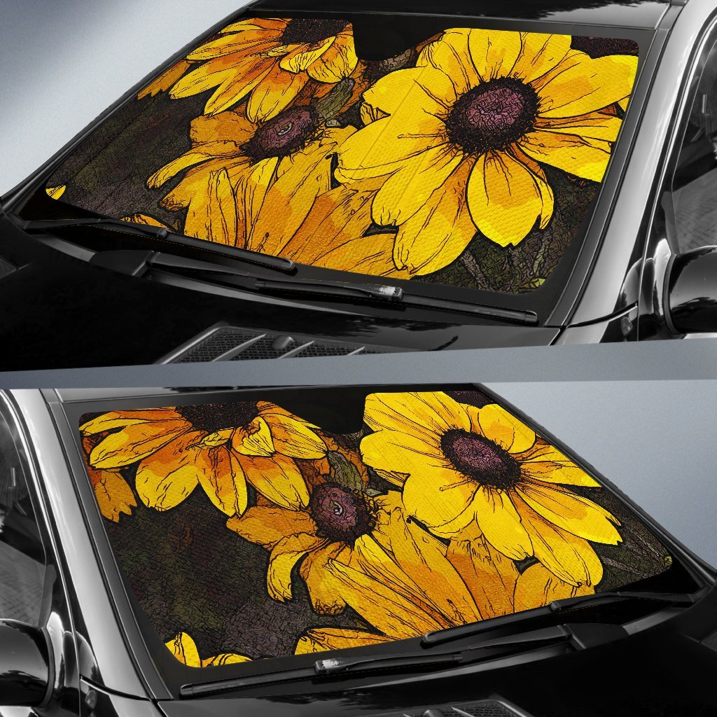 Sunflower Print Pattern Car Sun Shade-grizzshop