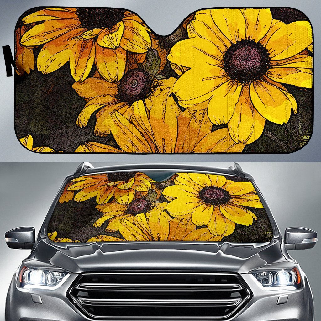 Sunflower Print Pattern Car Sun Shade-grizzshop