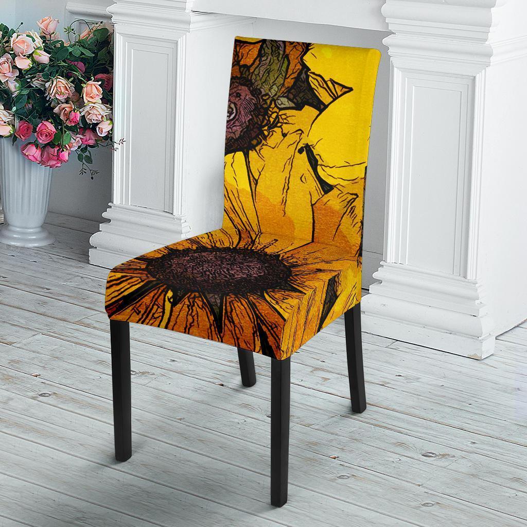 Sunflower Print Pattern Chair Cover-grizzshop