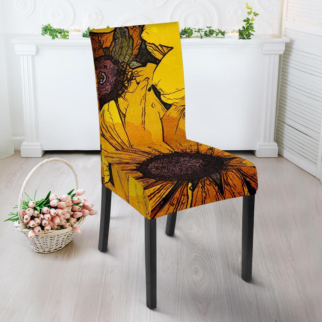 Sunflower Print Pattern Chair Cover-grizzshop