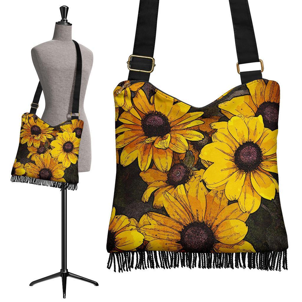 Sunflower Print Pattern Crossbody Bags-grizzshop