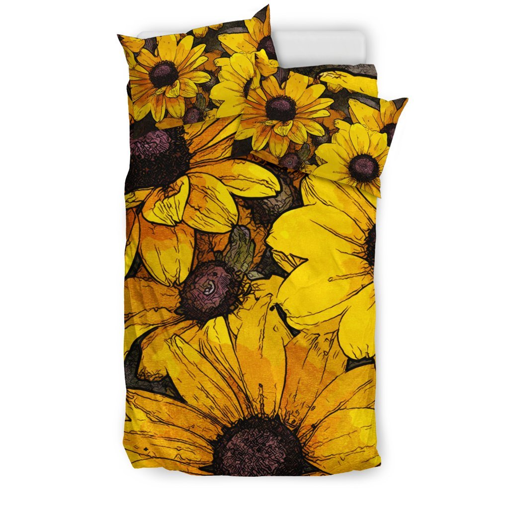 Sunflower Print Pattern Duvet Cover Bedding Set-grizzshop