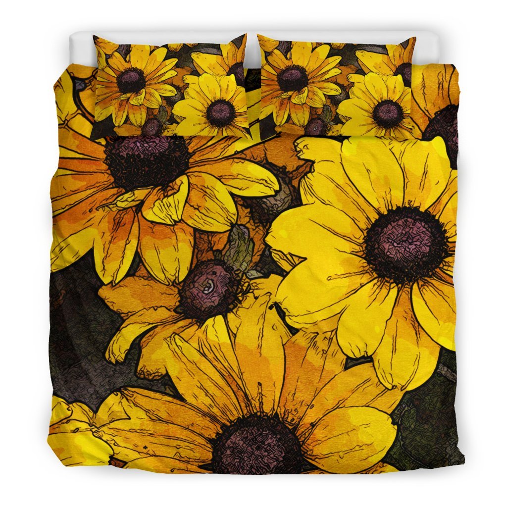 Sunflower Print Pattern Duvet Cover Bedding Set-grizzshop