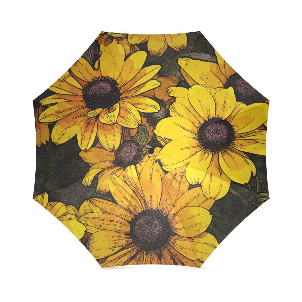 Sunflower Print Pattern Foldable Umbrella-grizzshop