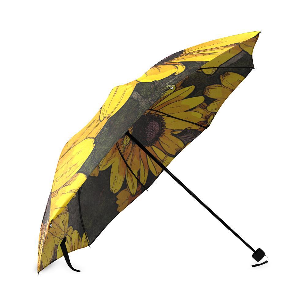 Sunflower Print Pattern Foldable Umbrella-grizzshop