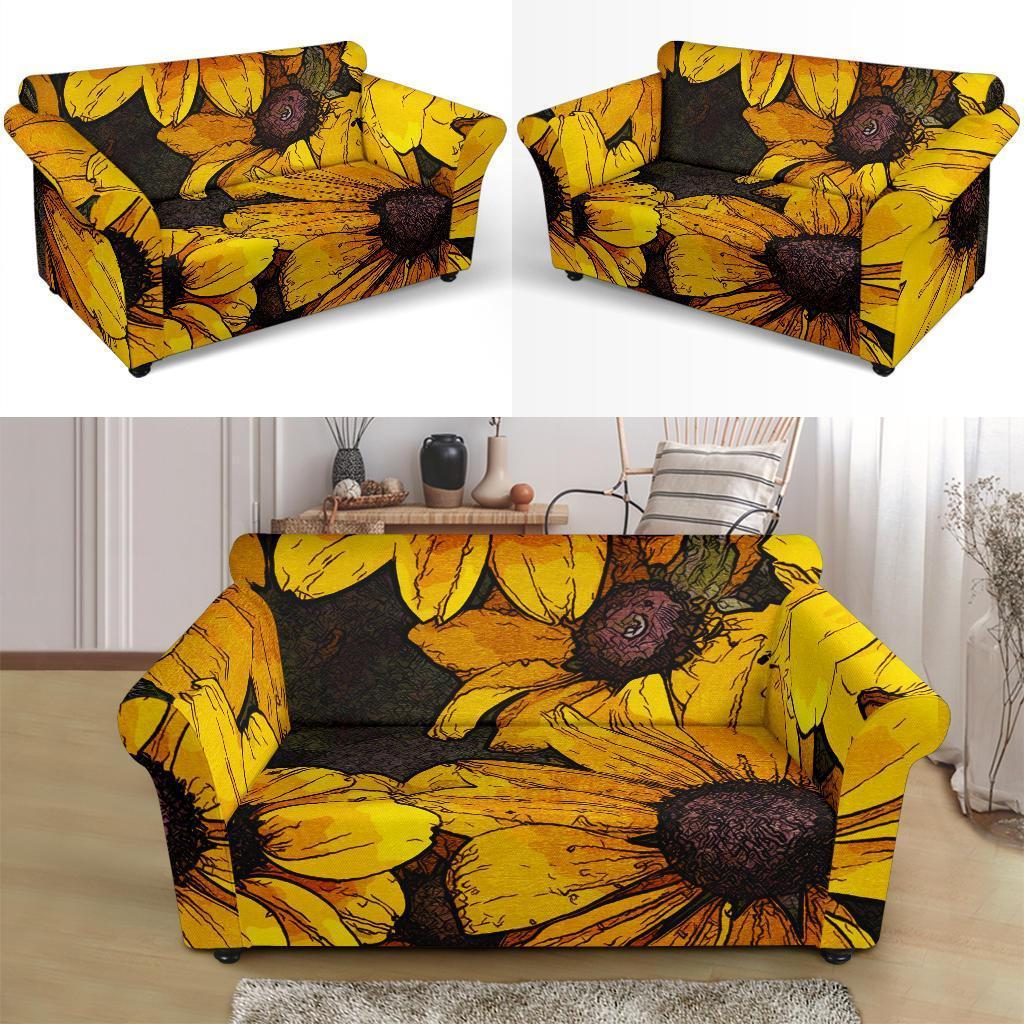 Sunflower Print Pattern Loveseat Cover-grizzshop