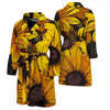 Sunflower Print Pattern Men Long Robe-grizzshop