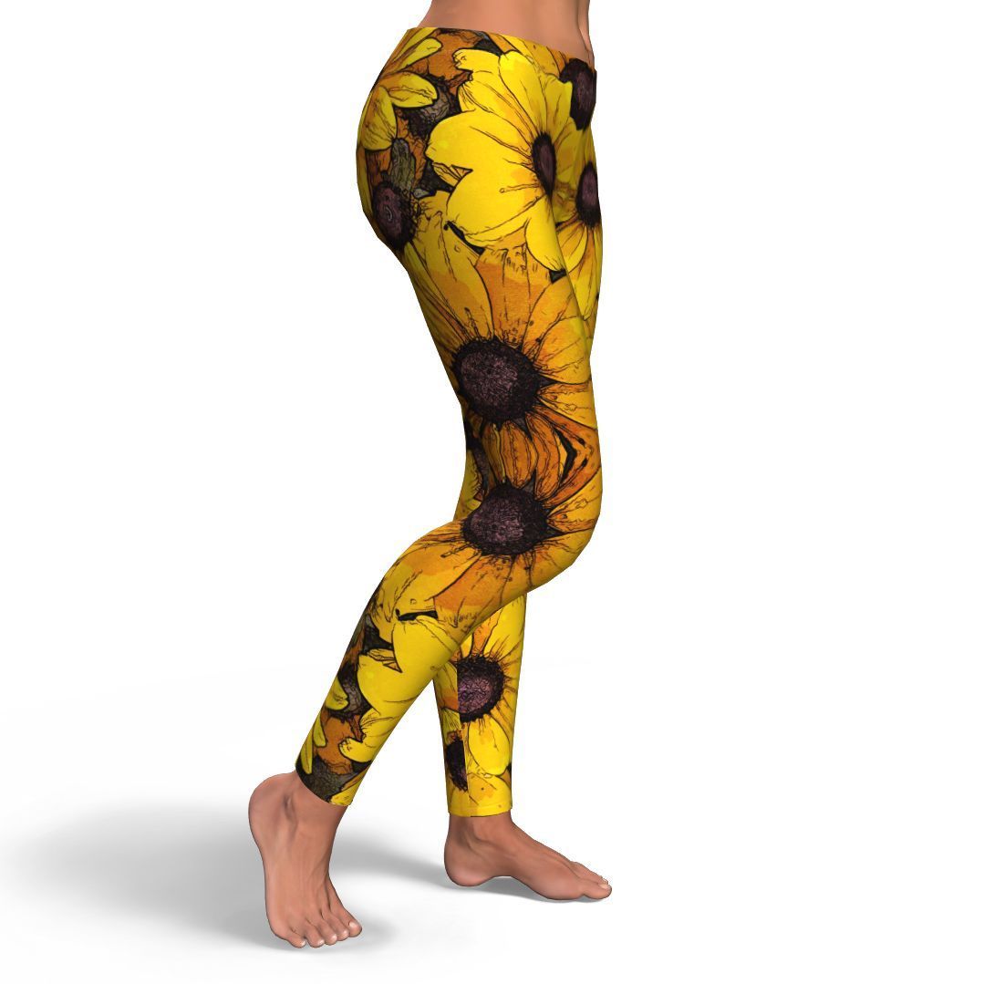 Sunflower Print Pattern Pattern Women Leggings-grizzshop