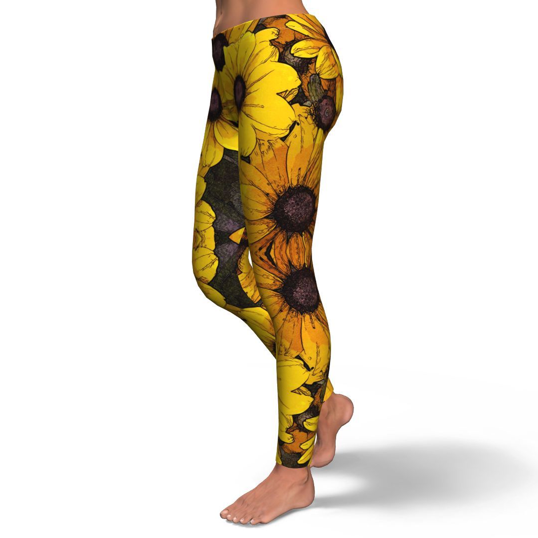 Sunflower Print Pattern Pattern Women Leggings-grizzshop