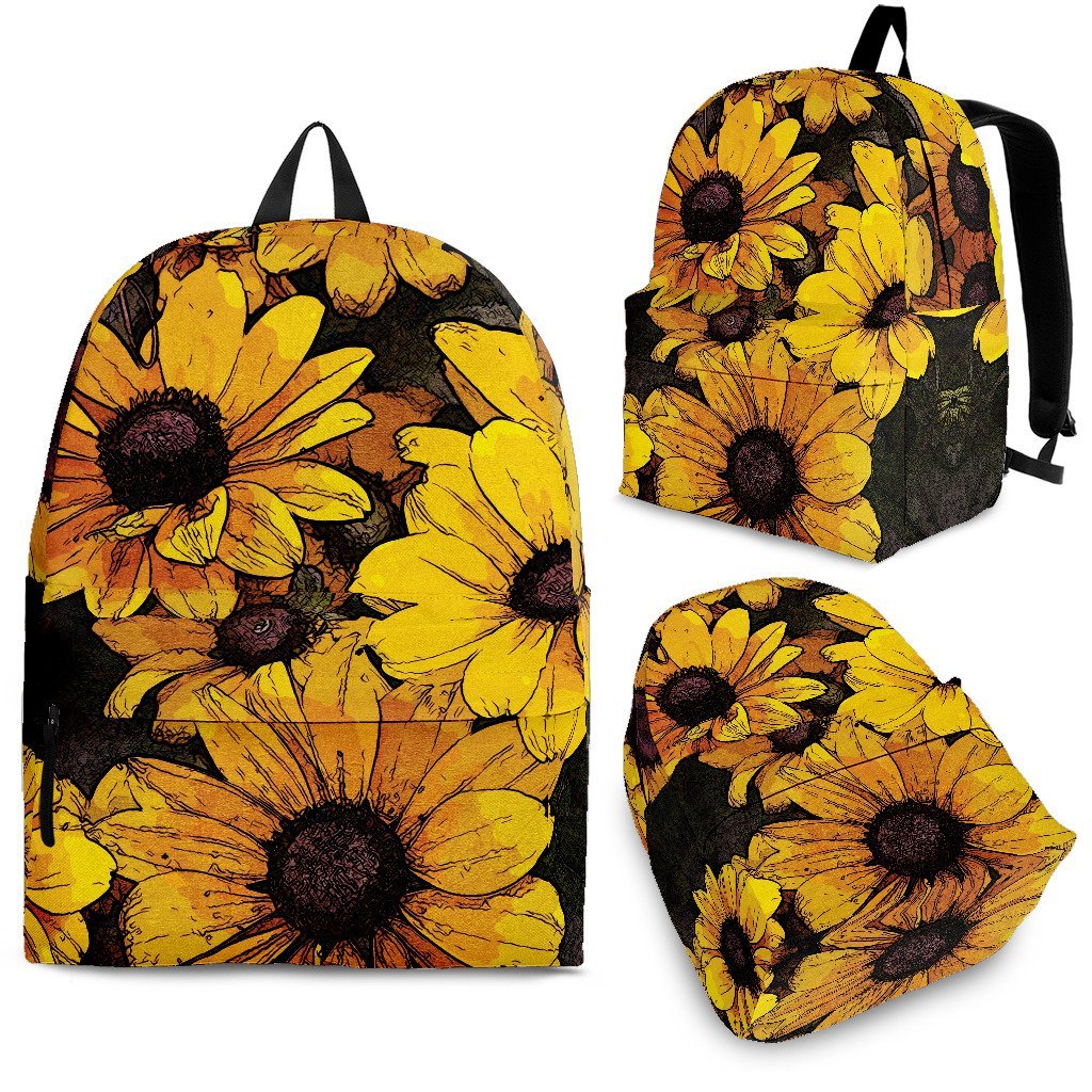 Sunflower Print Pattern Premium Backpack-grizzshop