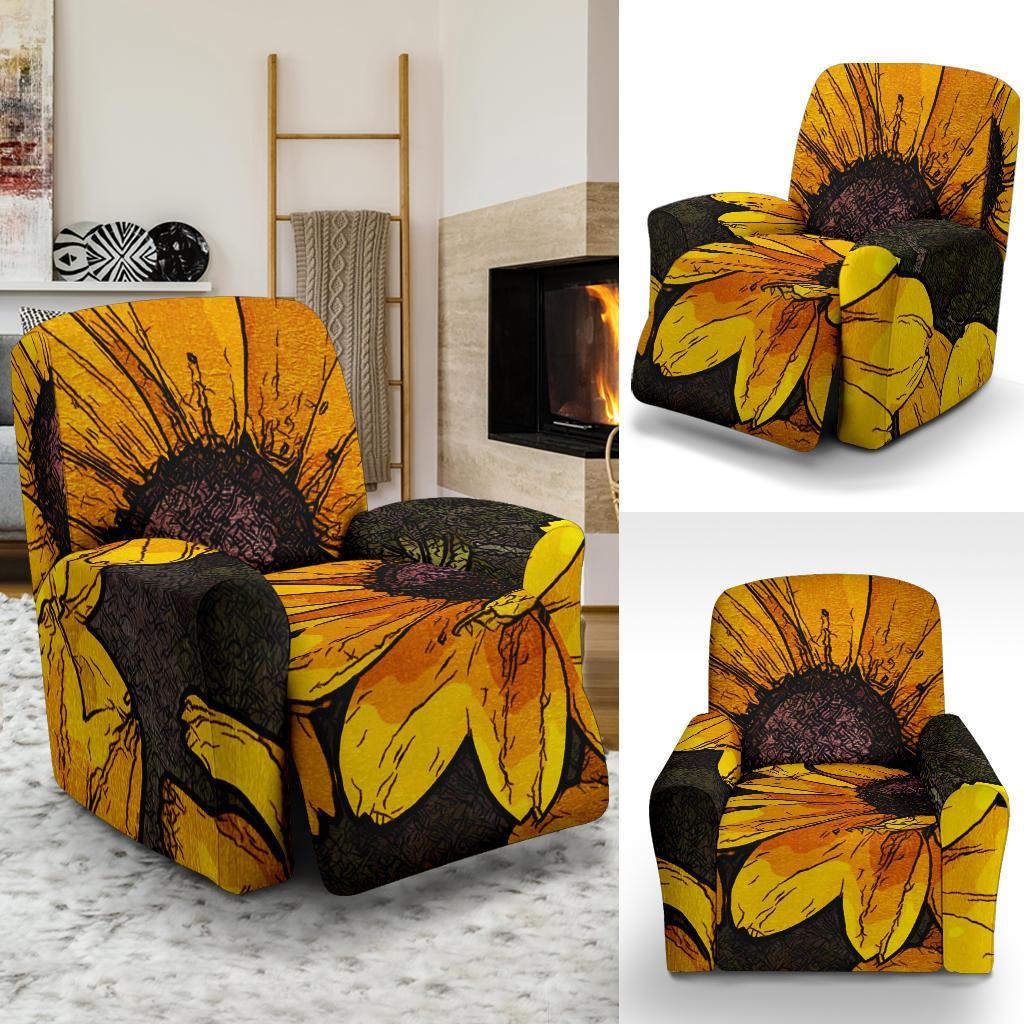 Sunflower Print Pattern Recliner Cover-grizzshop