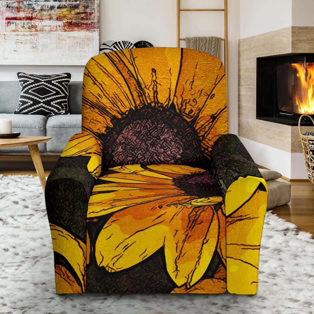 Sunflower Print Pattern Recliner Cover-grizzshop