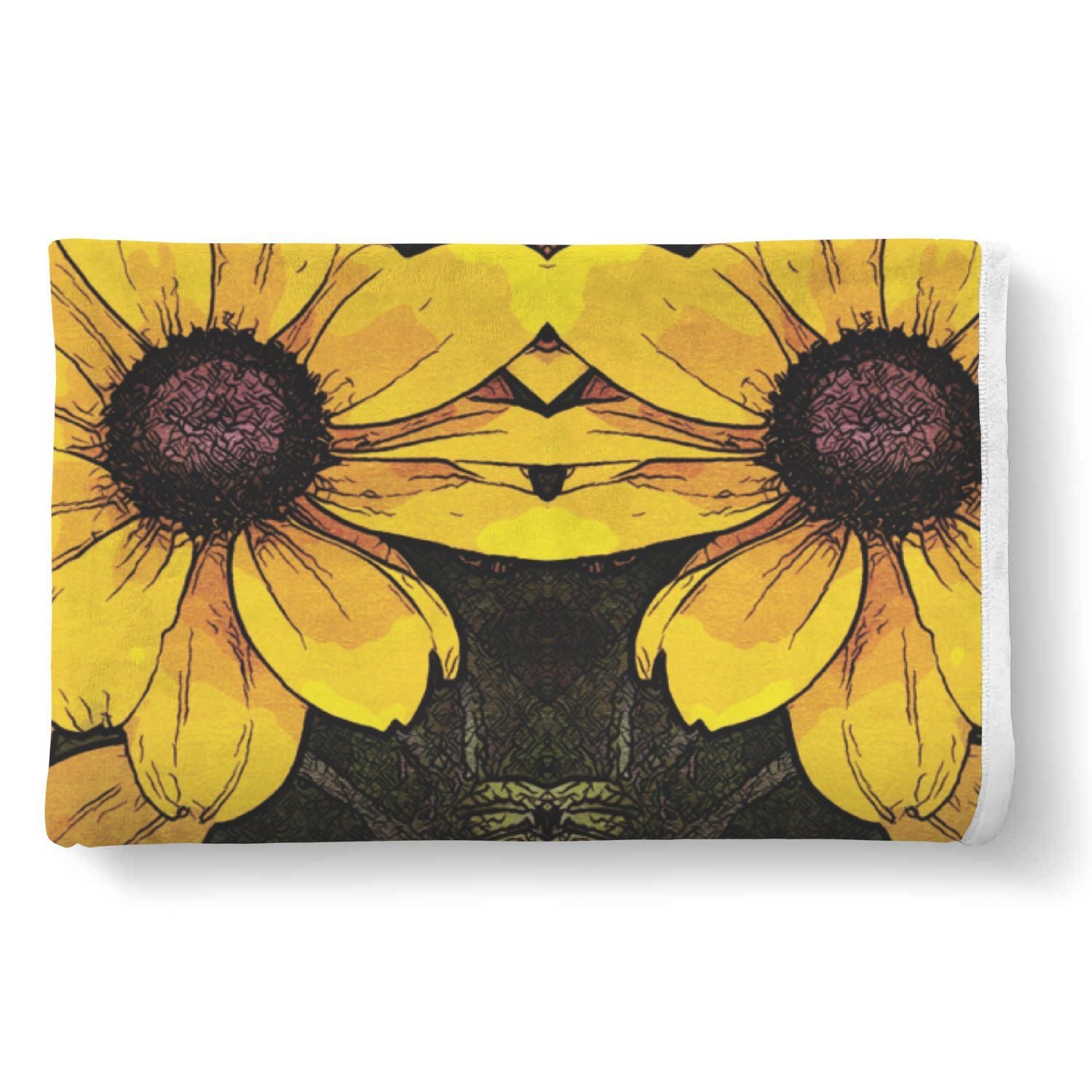 Sunflower Print Pattern Throw Blanket-grizzshop