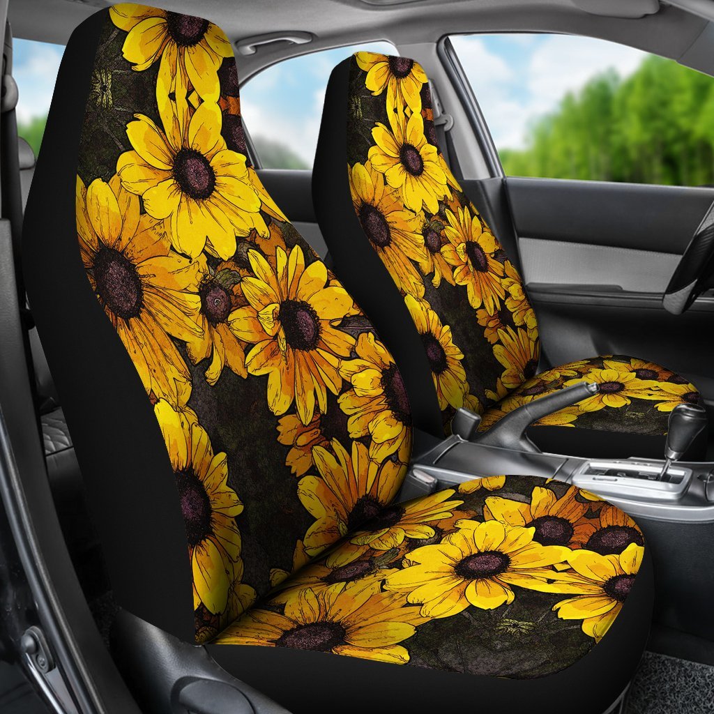Sunflower Print Pattern Universal Fit Car Seat Cover-grizzshop