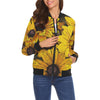 Sunflower Print Pattern Women Casual Bomber Jacket-grizzshop