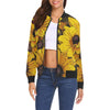 Sunflower Print Pattern Women Casual Bomber Jacket-grizzshop