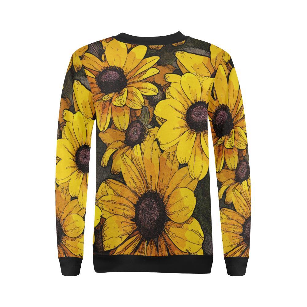 Sunflower Print Pattern Women Crewneck Sweatshirt-grizzshop