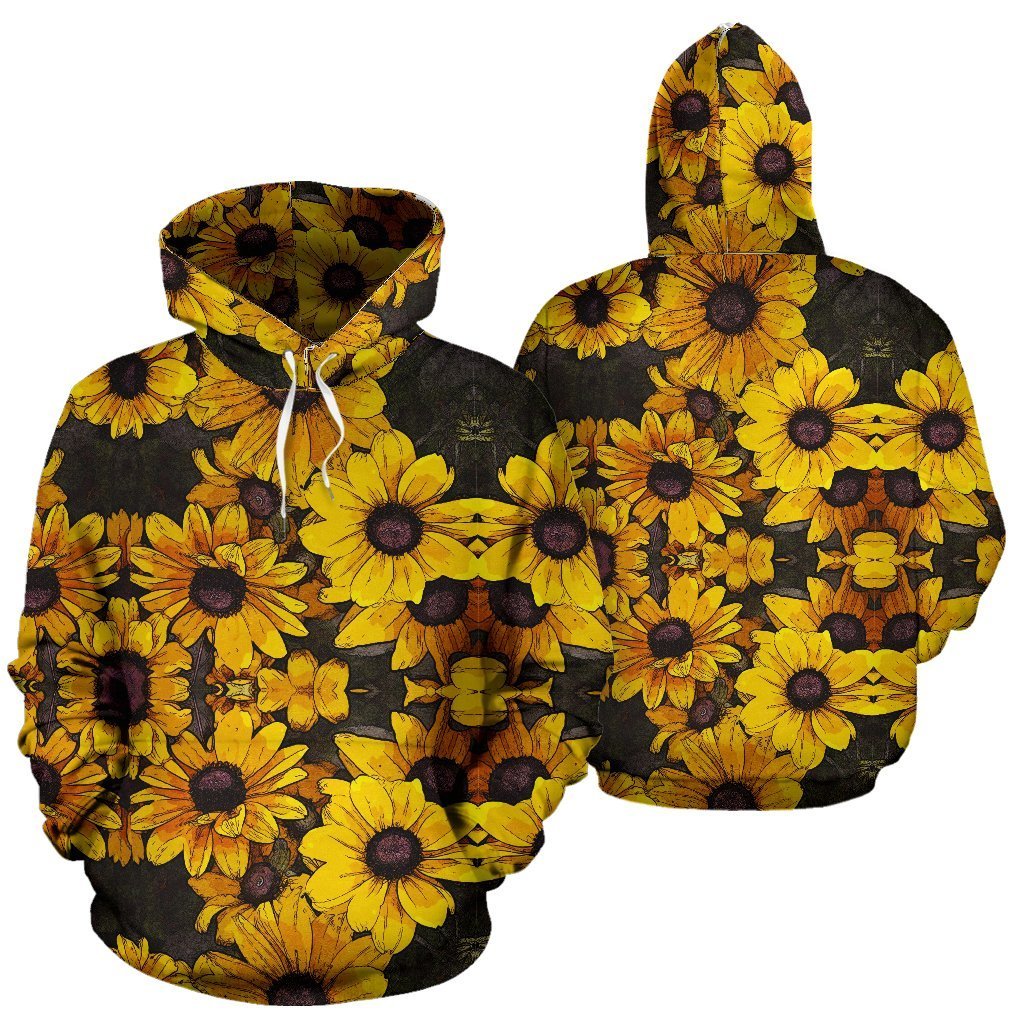 Sunflower Print Pattern Women Men Pullover Hoodie-grizzshop