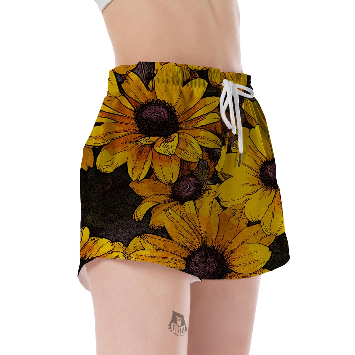 Sunflower Print Pattern Women's Shorts-grizzshop