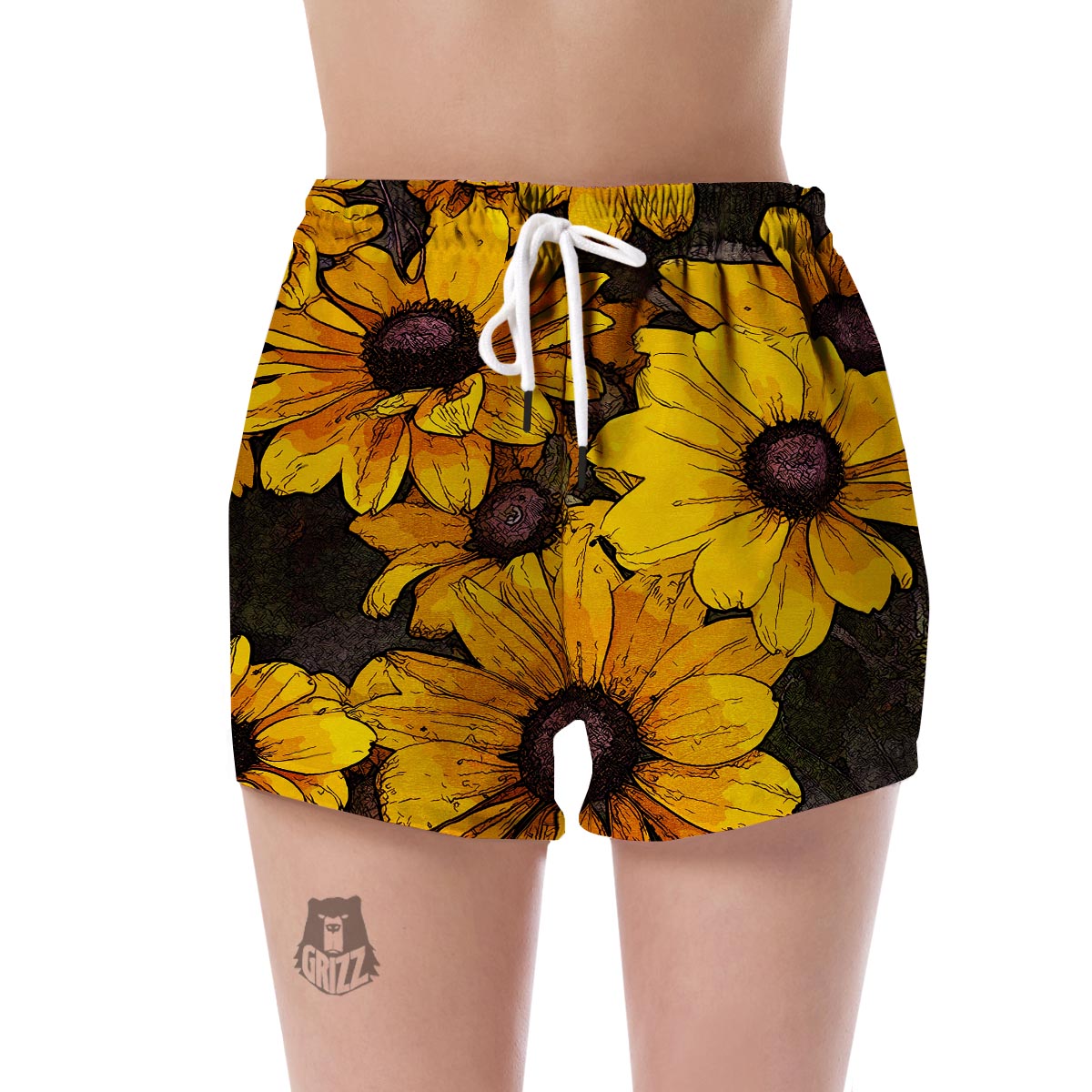 Sunflower Print Pattern Women's Shorts-grizzshop