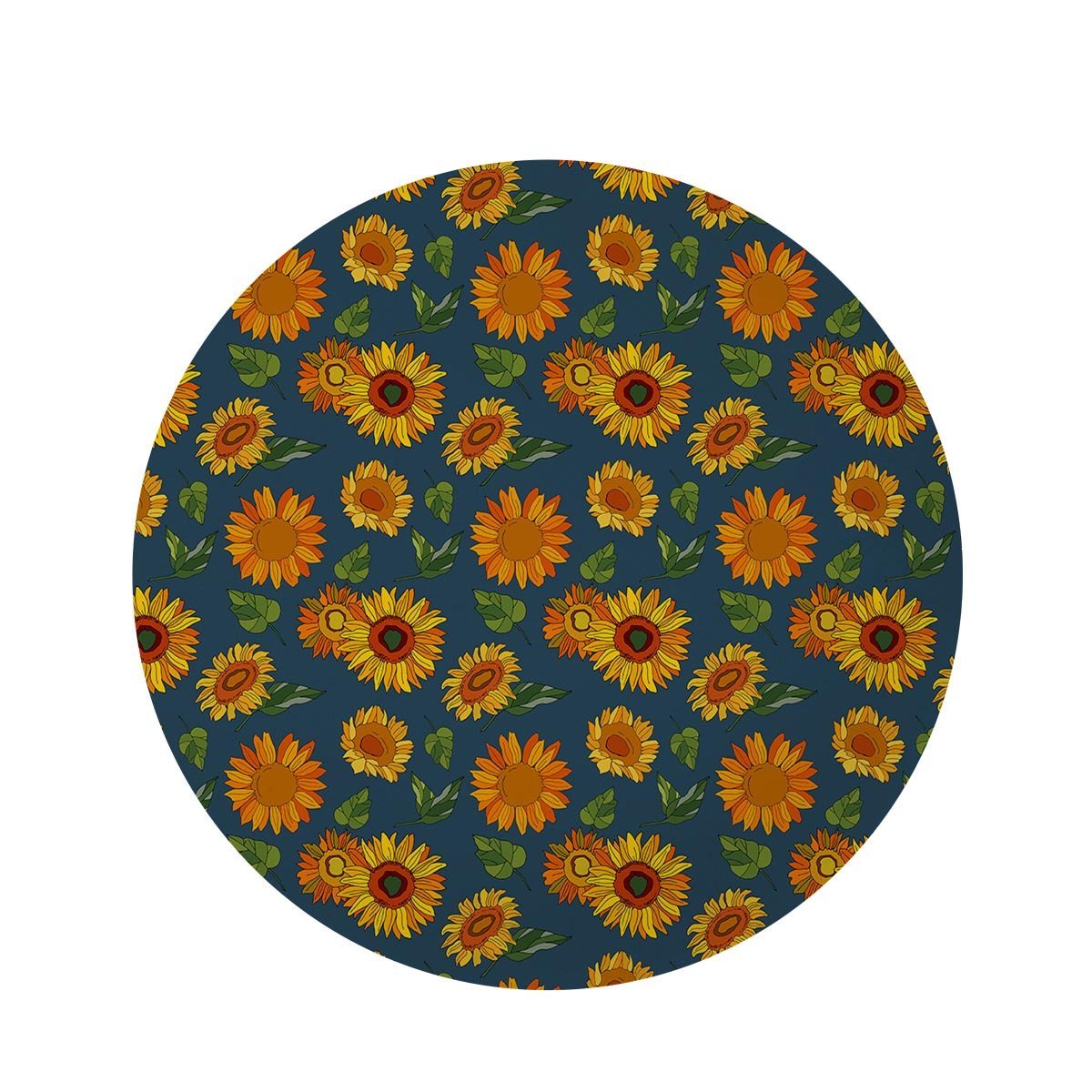 Sunflower Print Round Rug-grizzshop