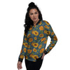 Sunflower Print Women's Bomber Jacket-grizzshop