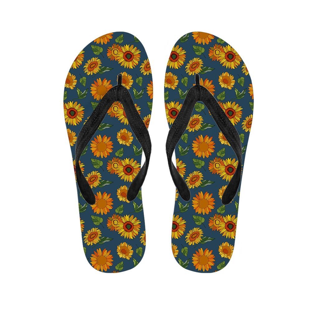 Sunflower Print Women's Flip Flops-grizzshop