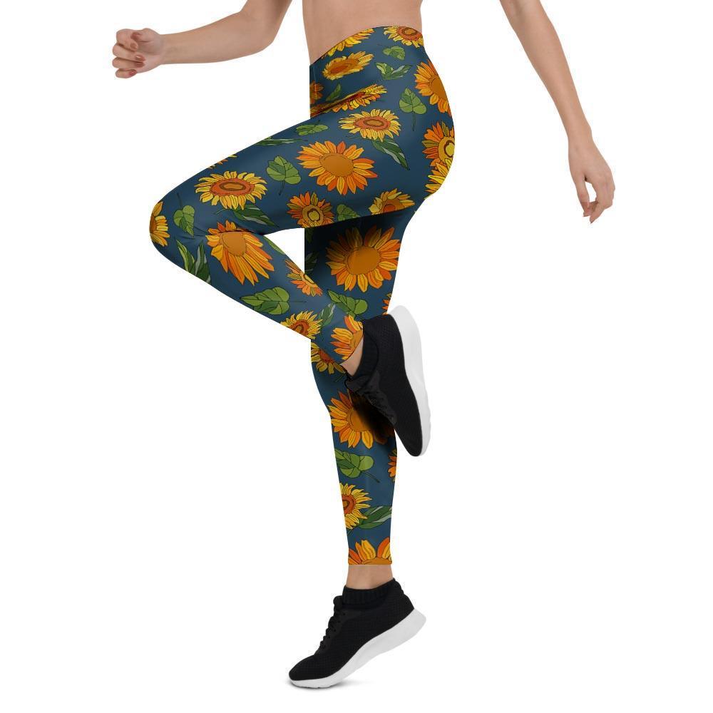 Sunflower Print Women's Leggings-grizzshop