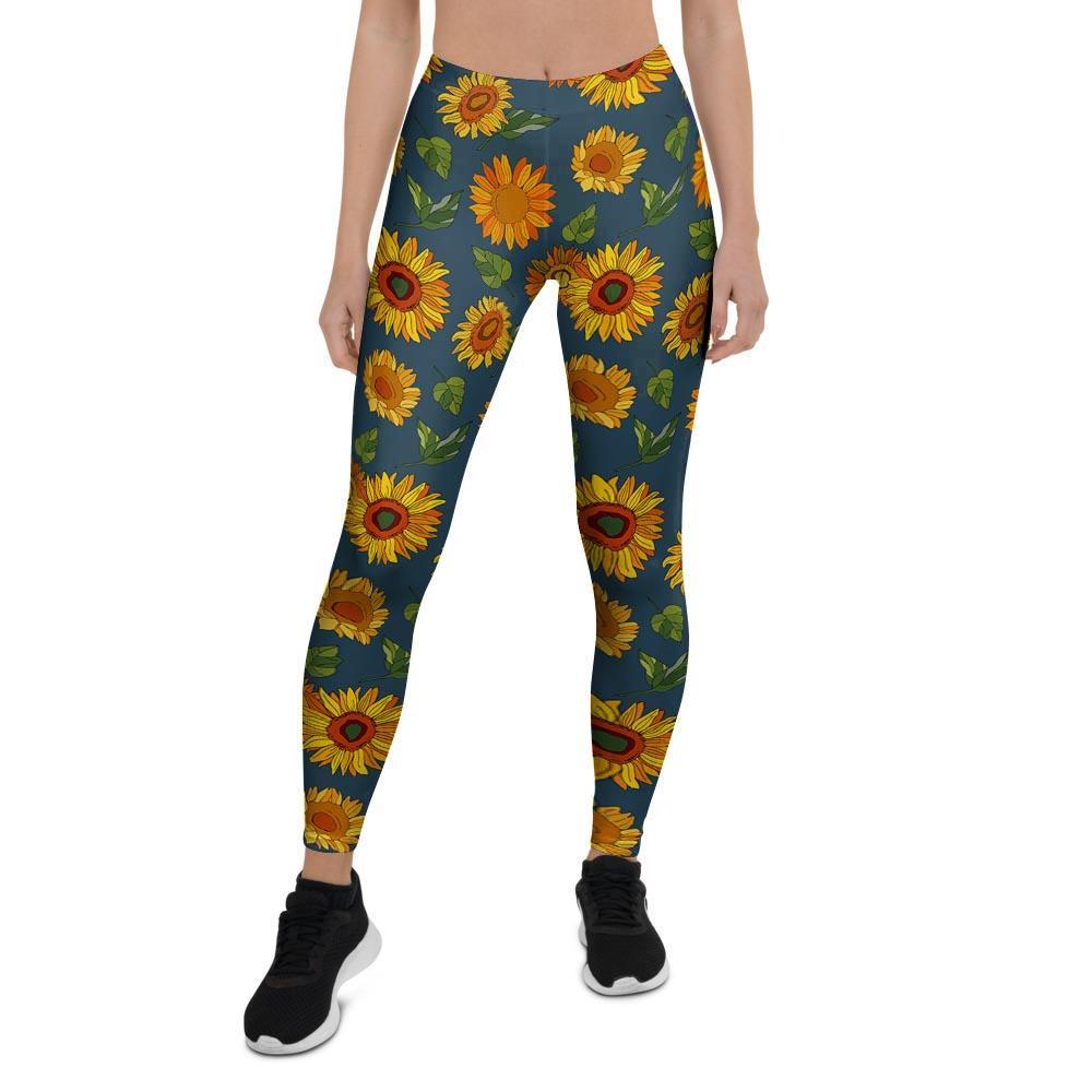 Sunflower Print Women's Leggings-grizzshop