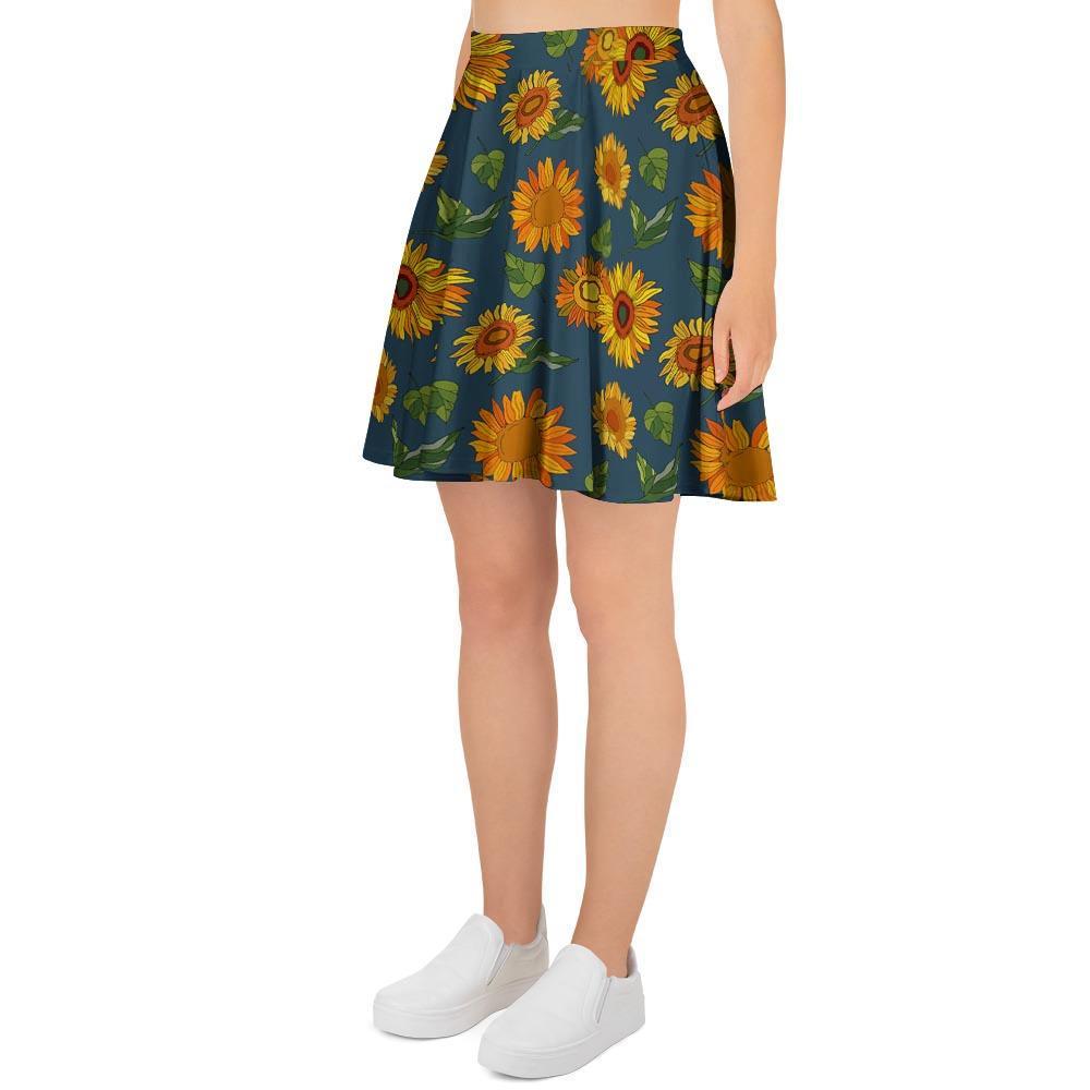 Sunflower Print Women's Skirt-grizzshop