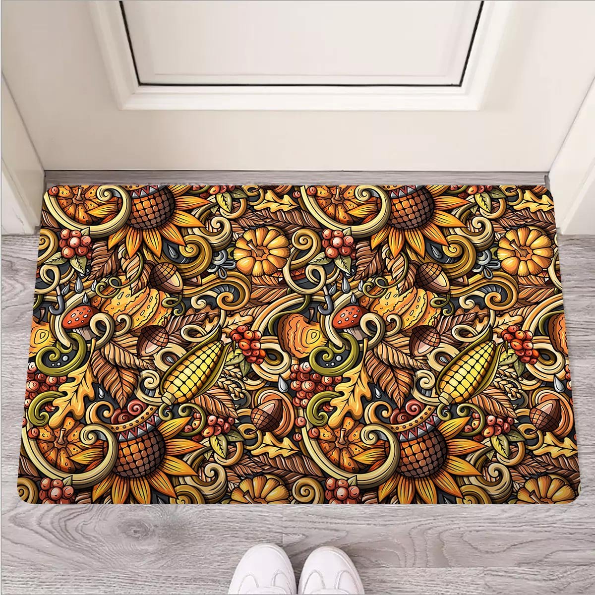 Sunflower Psychedelic Door Mat-grizzshop