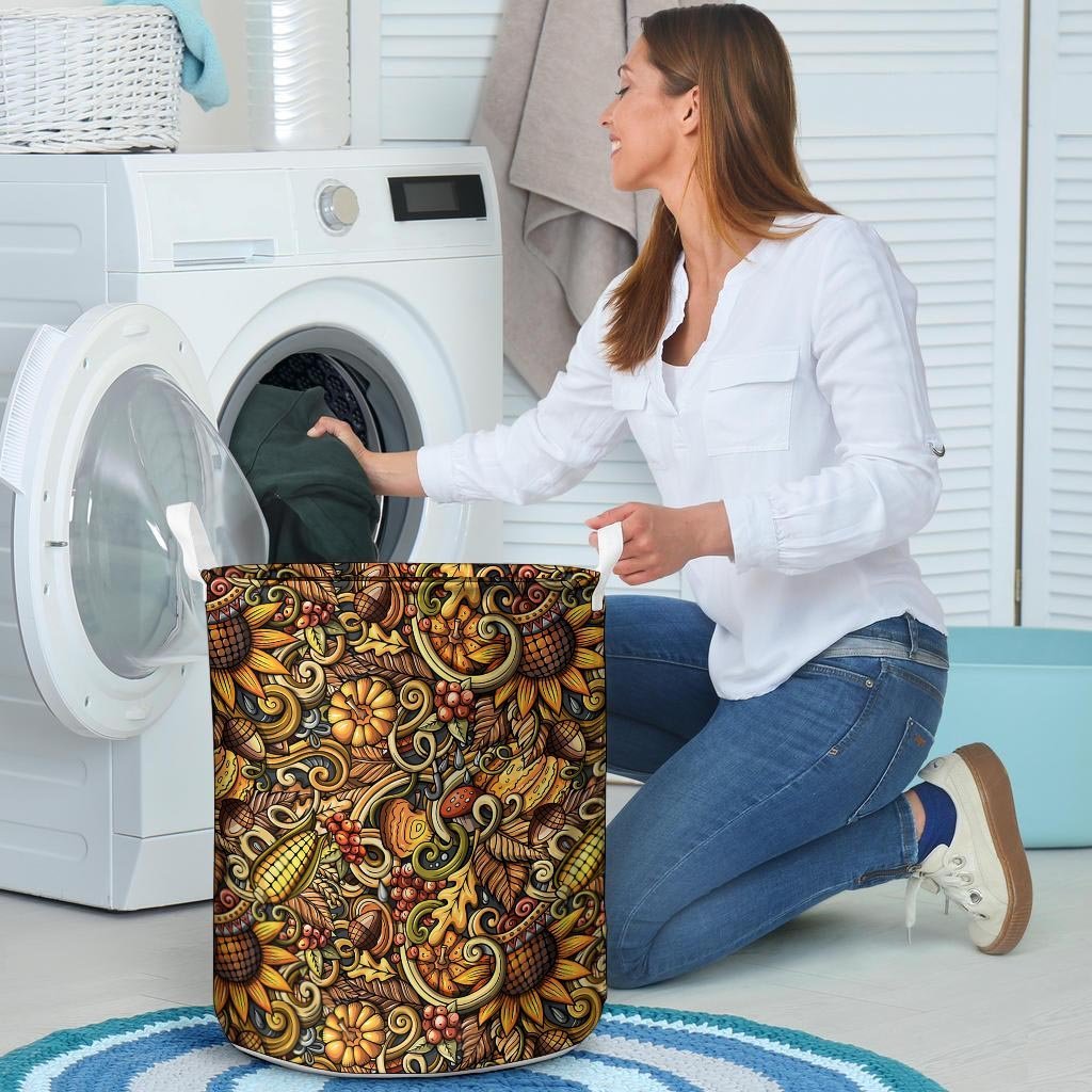 Sunflower Psychedelic Laundry Basket-grizzshop