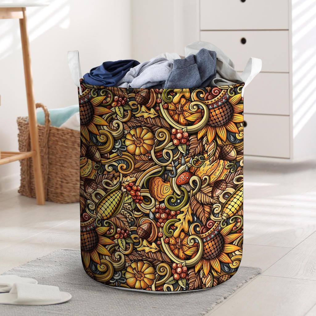 Sunflower Psychedelic Laundry Basket-grizzshop