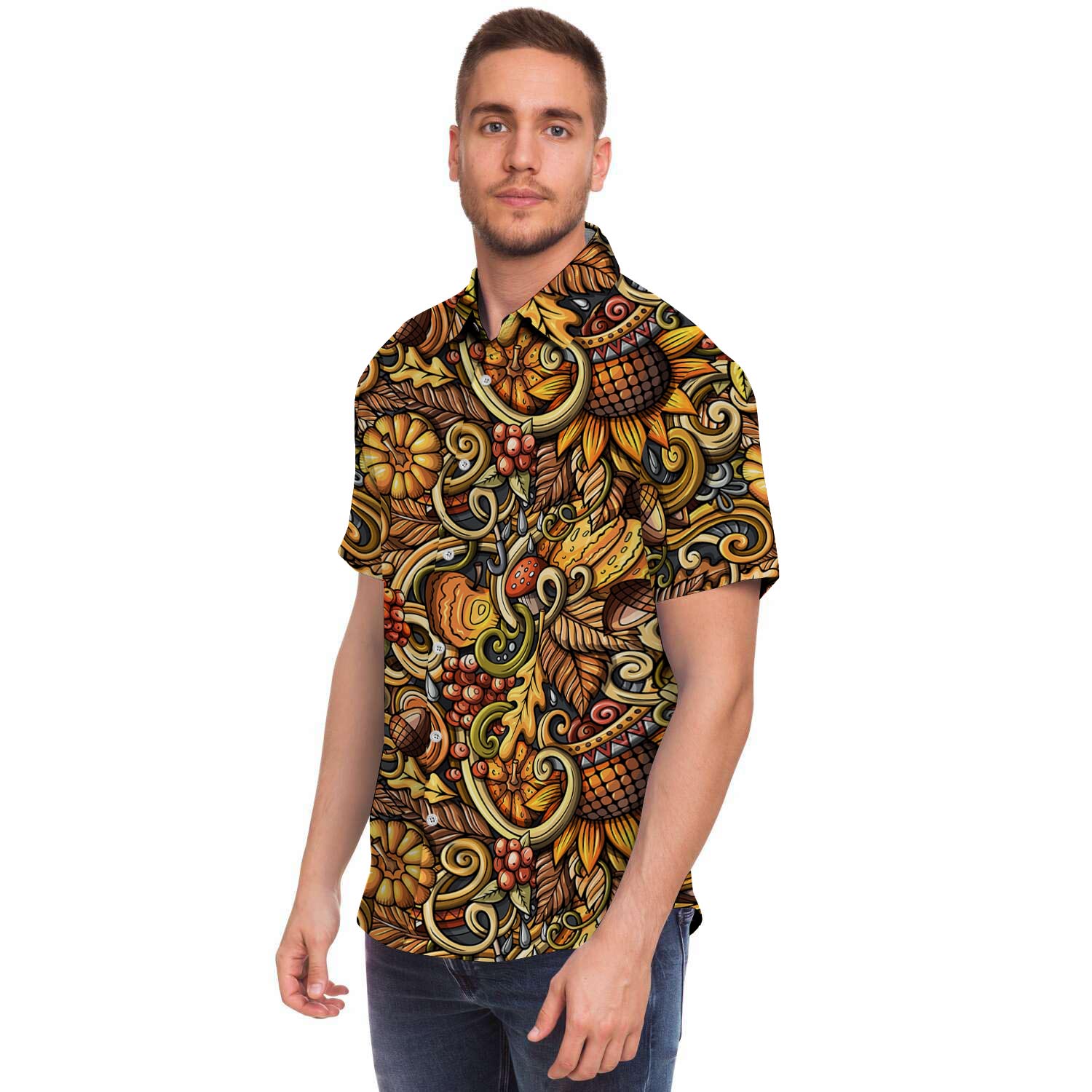 Sunflower Psychedelic Men's Short Sleeve Shirt-grizzshop