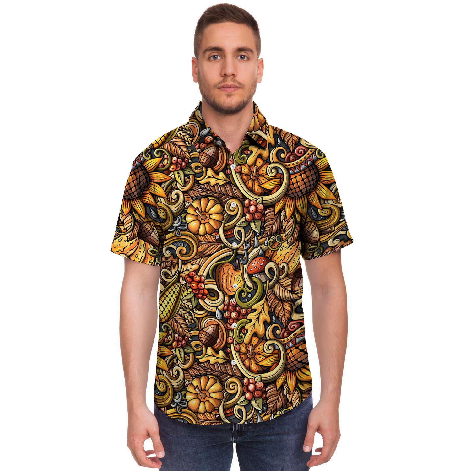 Sunflower Psychedelic Men's Short Sleeve Shirt-grizzshop
