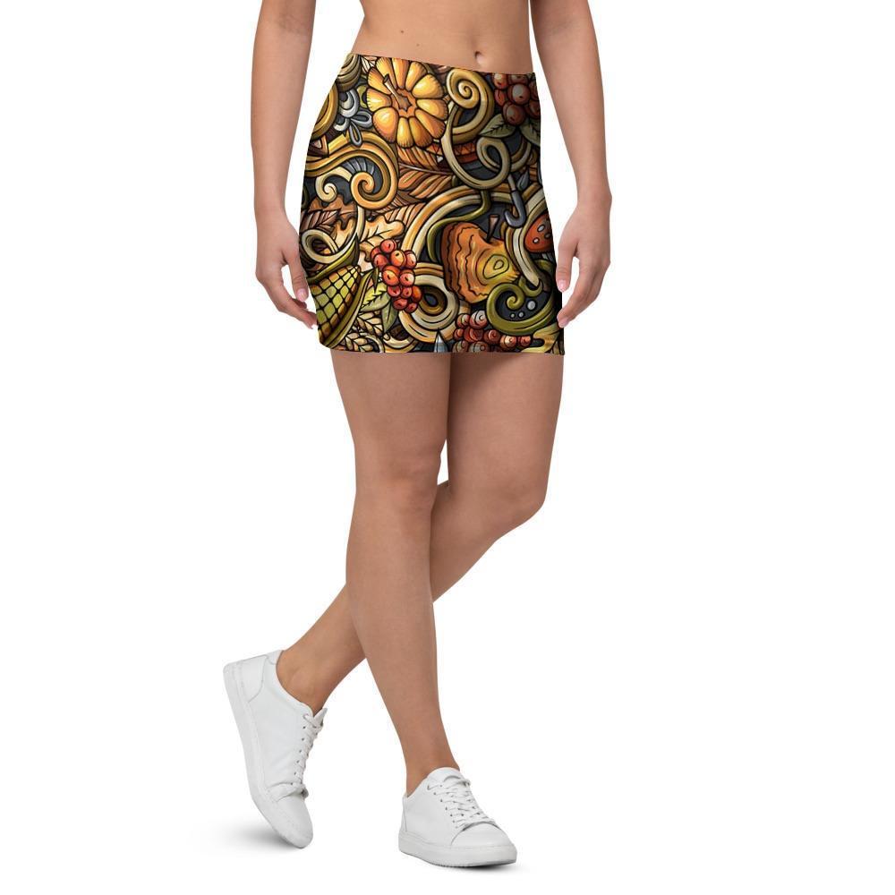 Sunflower Psychedelic Mini Skirt-grizzshop