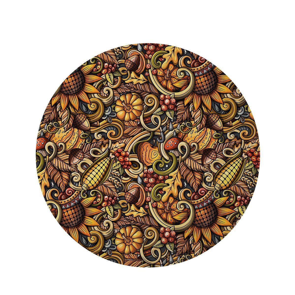 Sunflower Psychedelic Round Rug-grizzshop