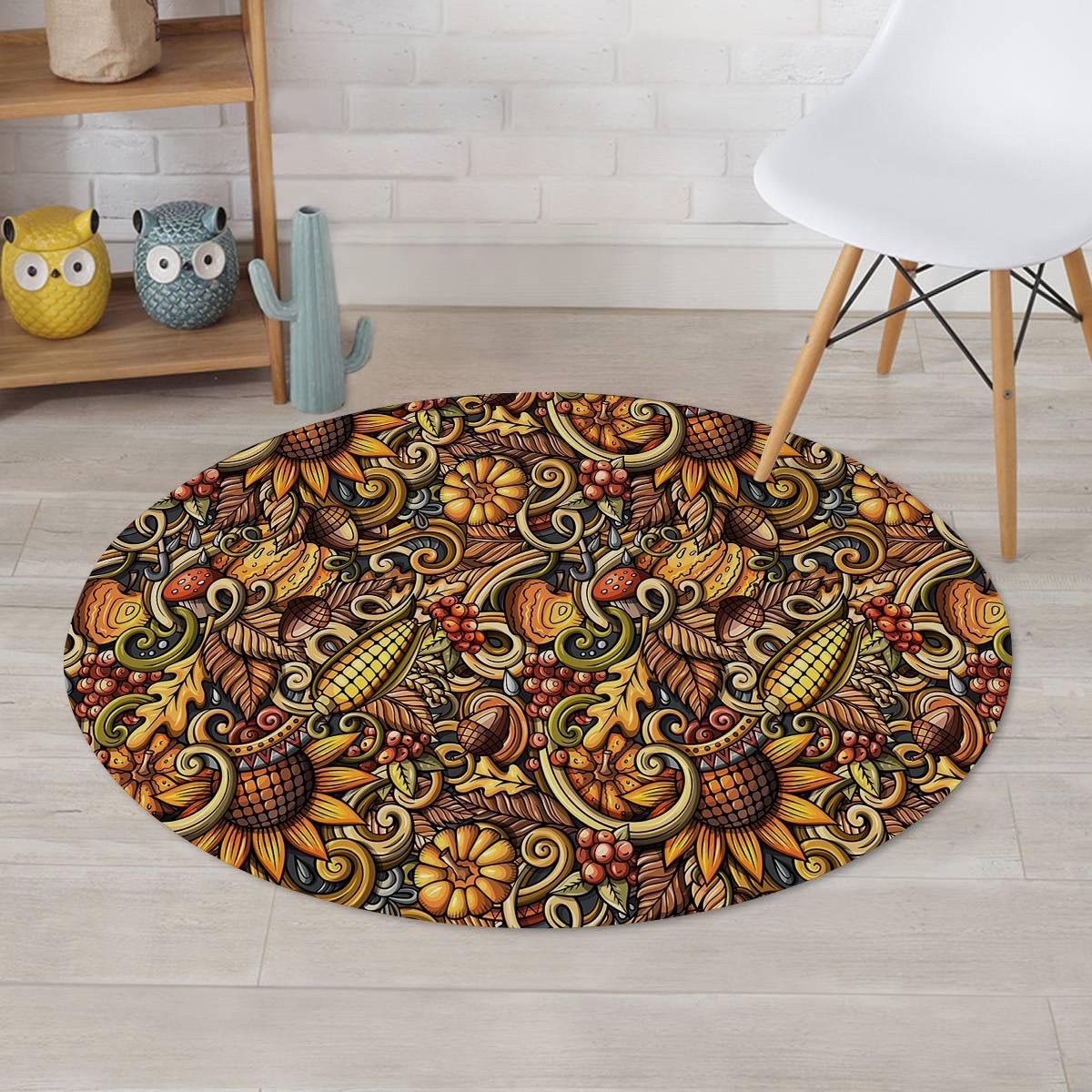 Sunflower Psychedelic Round Rug-grizzshop