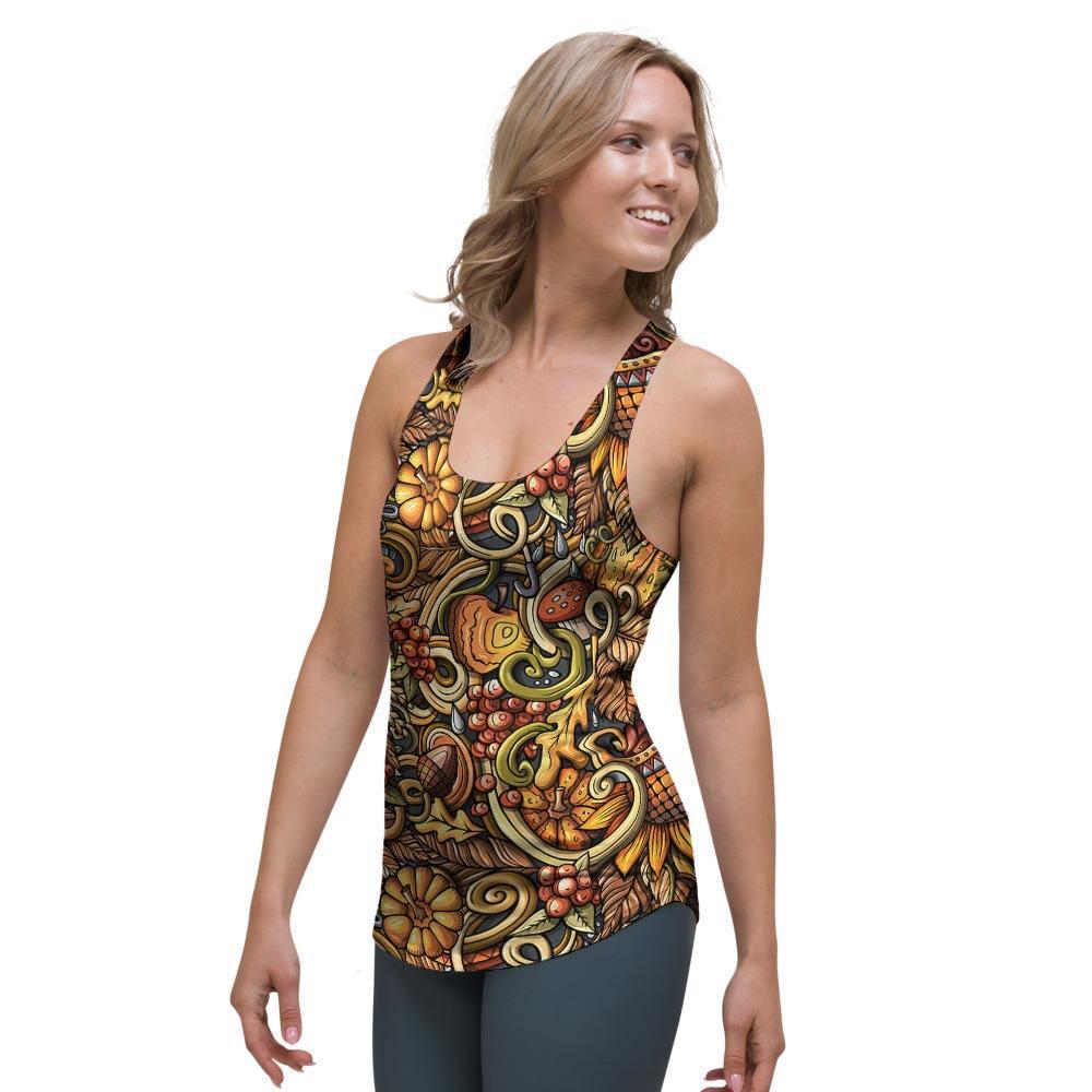 Sunflower Psychedelic Women's Racerback Tank Top-grizzshop