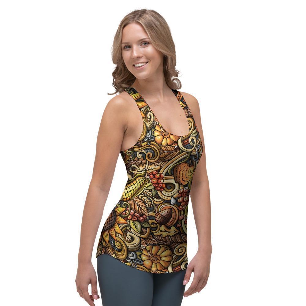 Sunflower Psychedelic Women's Racerback Tank Top-grizzshop