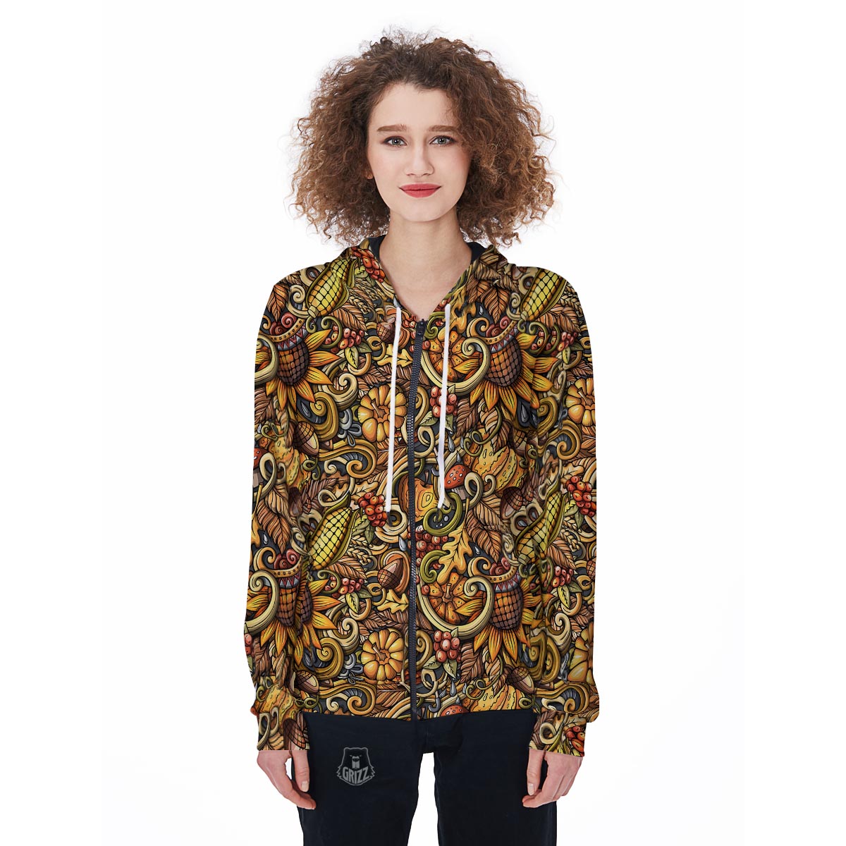 Sunflower Psychedelic Women's Zip Up Hoodie-grizzshop