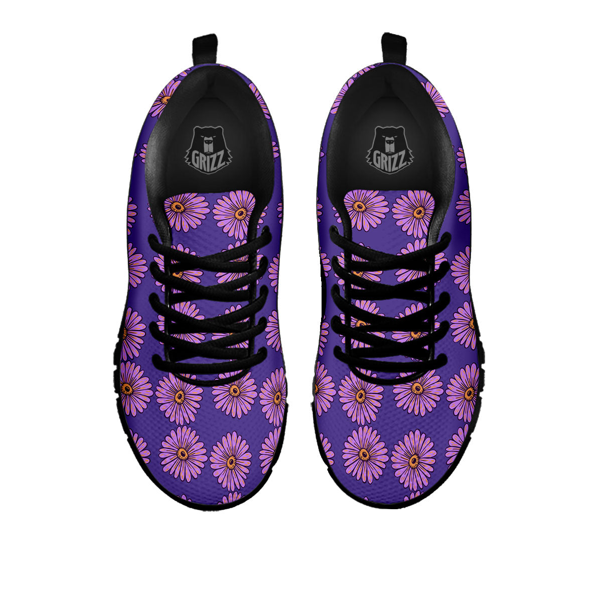 Sunflower Purple Print Pattern Black Sneaker-grizzshop