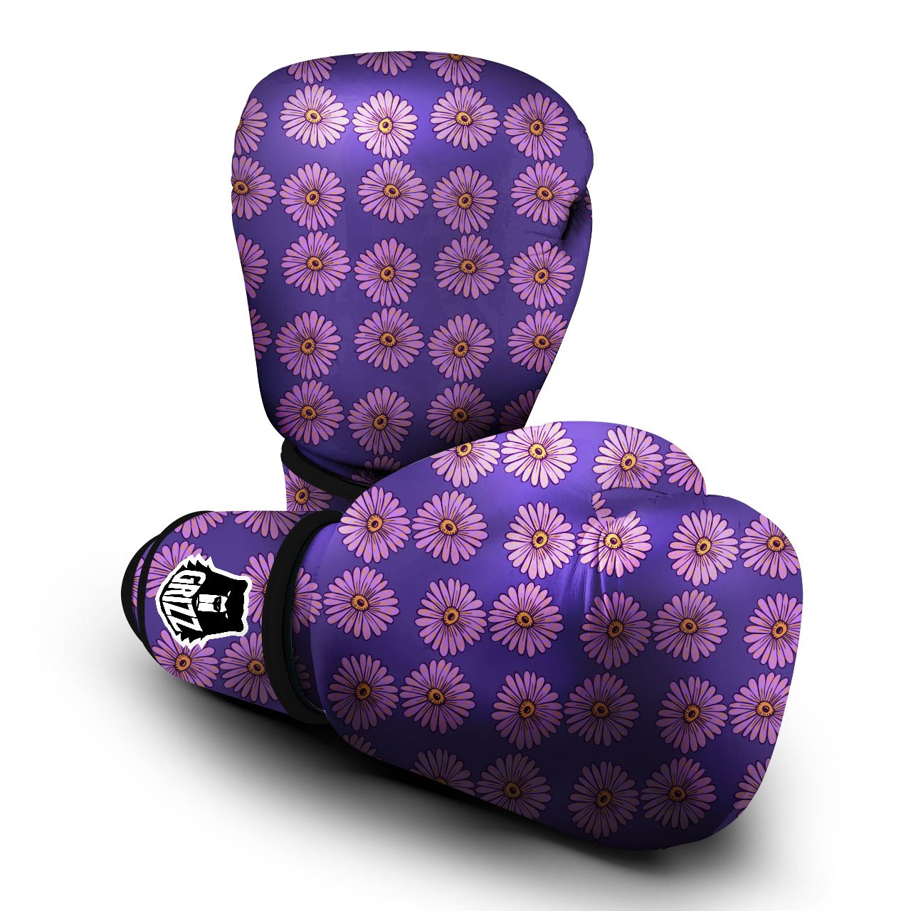 Sunflower Purple Print Pattern Boxing Gloves-grizzshop