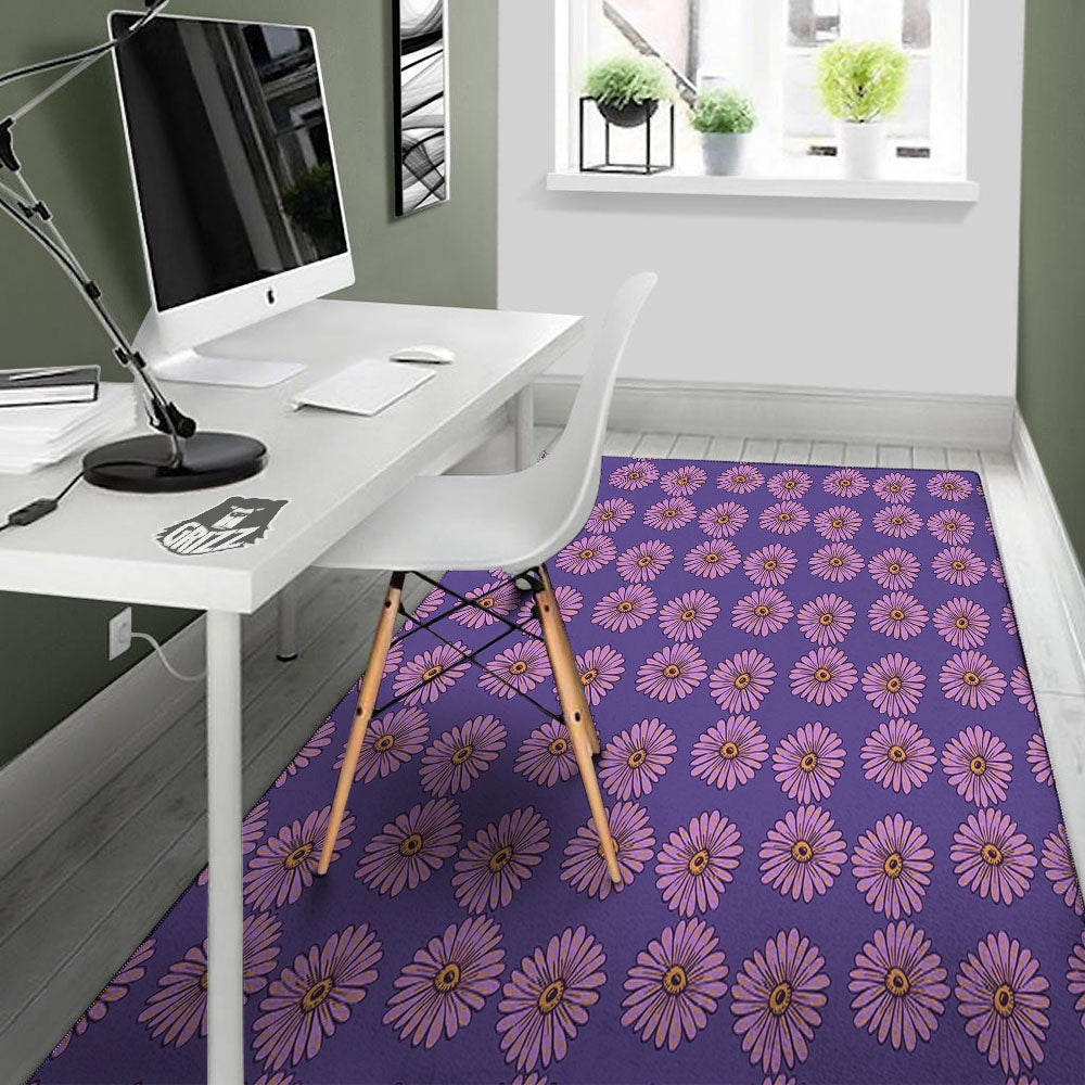 Sunflower Purple Print Pattern Floor Mat-grizzshop