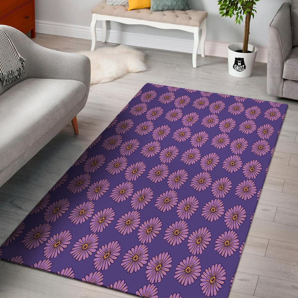 Sunflower Purple Print Pattern Floor Mat-grizzshop