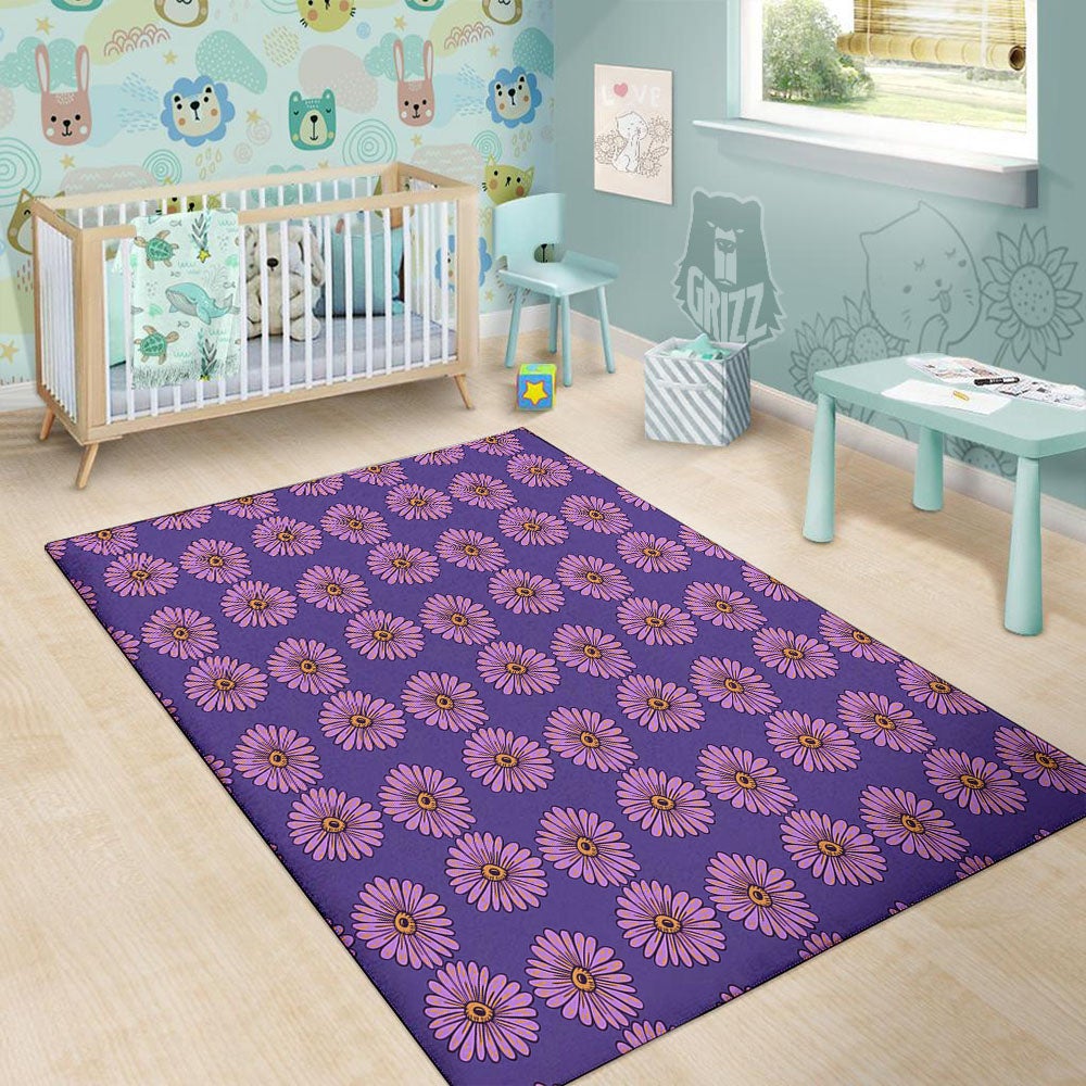 Sunflower Purple Print Pattern Floor Mat-grizzshop
