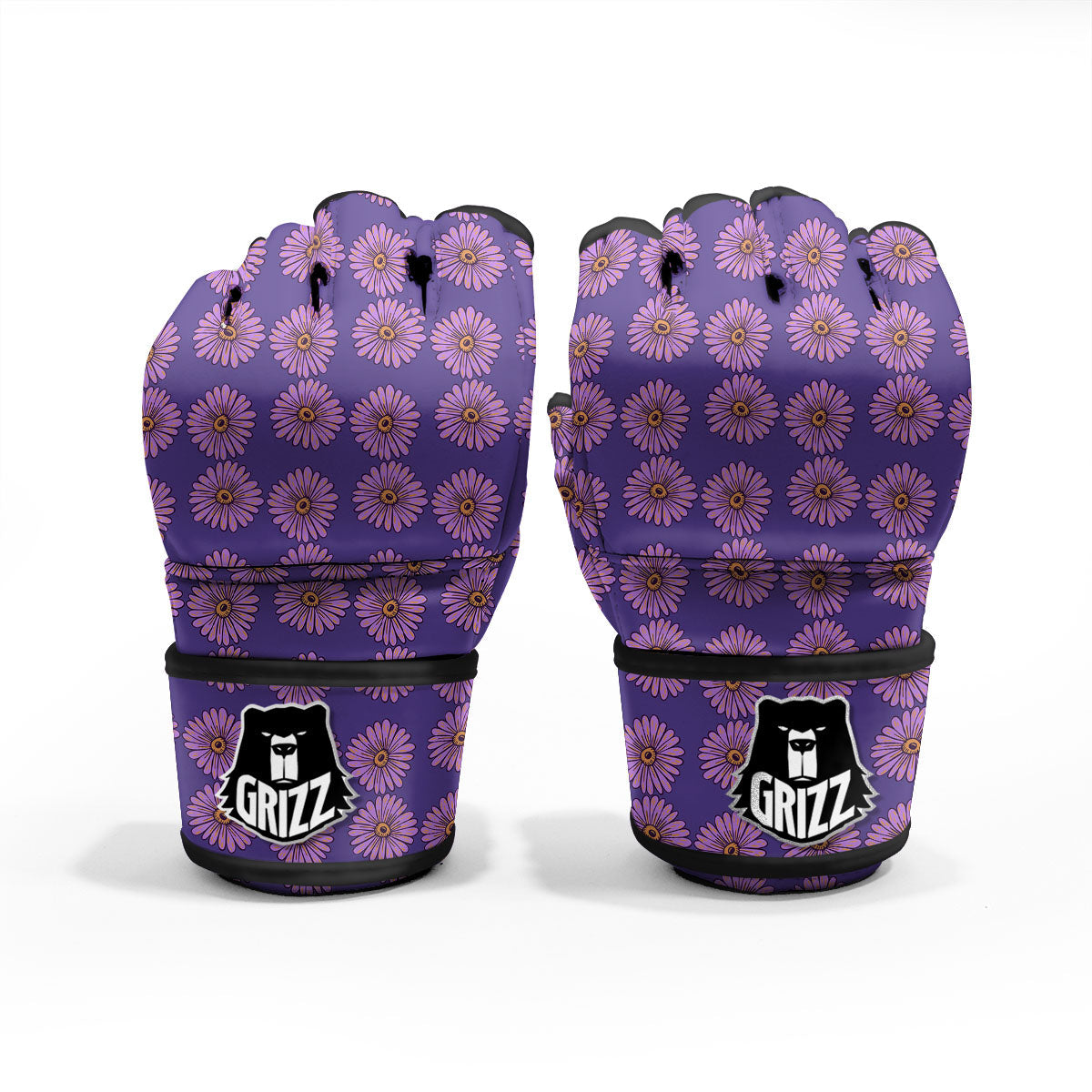 Sunflower Purple Print Pattern MMA Gloves-grizzshop